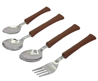 Duck Cutlery Set with Stand Cutlery Set for Dining Table 24 Pieces Stainless Steel & Plastic Material, Spoons and Forks (Brown) - Brown, Alloy Steel, Plastic