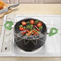 Solid Steel 12 in 1 Foldable Chef Cooking Net Basket for Deep Fry, Boiling, Steam, Rinse - 10 x 5 x 8 cm, Stainless Steel