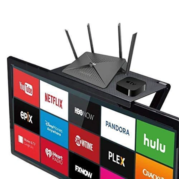 TV Screen - Foldable Top Storage Stand Shelf - Black, ABS Plastic