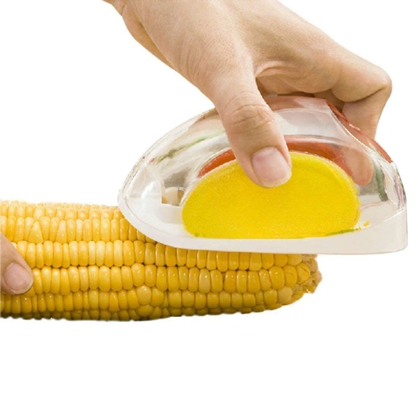 Plastic Corn Peeler with Steel Blades - White, Plastic & Stainless Steel Blade