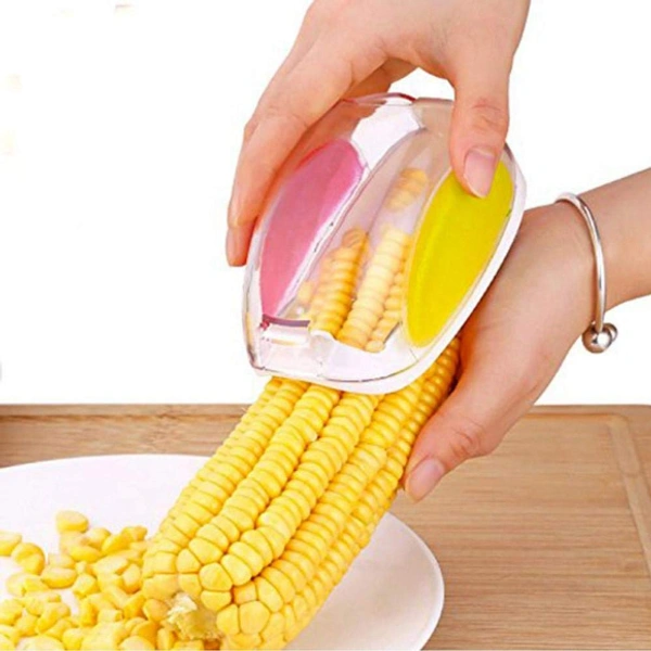 Plastic Corn Peeler with Steel Blades - White, Plastic & Stainless Steel Blade