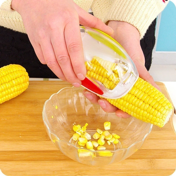Plastic Corn Peeler with Steel Blades - White, Plastic & Stainless Steel Blade