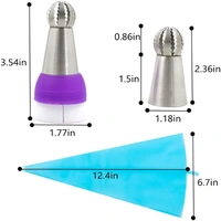 Russian Ball Piping Nozzles Set - Royale Mesum Russian Ball Tips with Reusable Pastry Bag, 7 Pcs Russian Ball Tips, Large Piping Tips Set - Silver, Alloy Steel