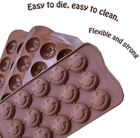 Silicone Chocolate, Jell Candy Mold Smiley Round Face Emoji  - 20.5 x 11 x 1.5 cm, Brown, Silicone