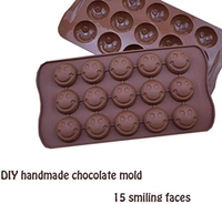 Silicone Chocolate, Jell Candy Mold Smiley Round Face Emoji  - 20.5 x 11 x 1.5 cm, Brown, Silicone