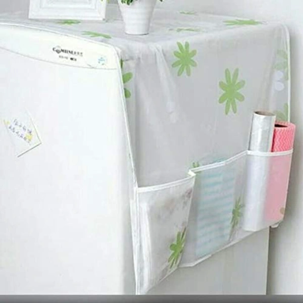 Transparent Printing Waterproof Cloth dust Refrigerator Cover - 130 cm x 55cm, Multi Color, PEVA
