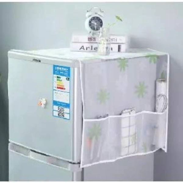 Transparent Printing Waterproof Cloth dust Refrigerator Cover - 130 cm x 55cm, Multi Color, PEVA