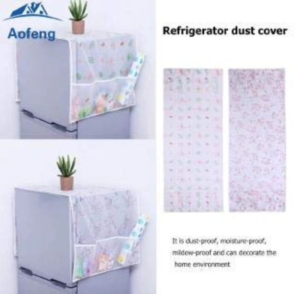 Transparent Printing Waterproof Cloth dust Refrigerator Cover - 130 cm x 55cm, Multi Color, PEVA