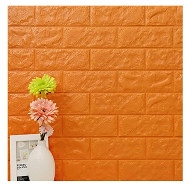 Self Adhesive 3D Brick Foam Wall Stickers - 77 x 70 x 0.6 cm, Multi Color, Polyethylene Foam