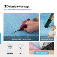 Self Adhesive 3D Brick Foam Wall Stickers - 77 x 70 x 0.6 cm, Multi Color, Polyethylene Foam