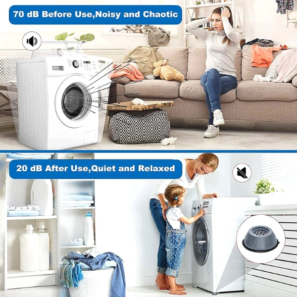 Anti Vibration Pads for Washing Machine and Dryer - Universal Size - 8.8 cm x 3.8 cm, Multi Color