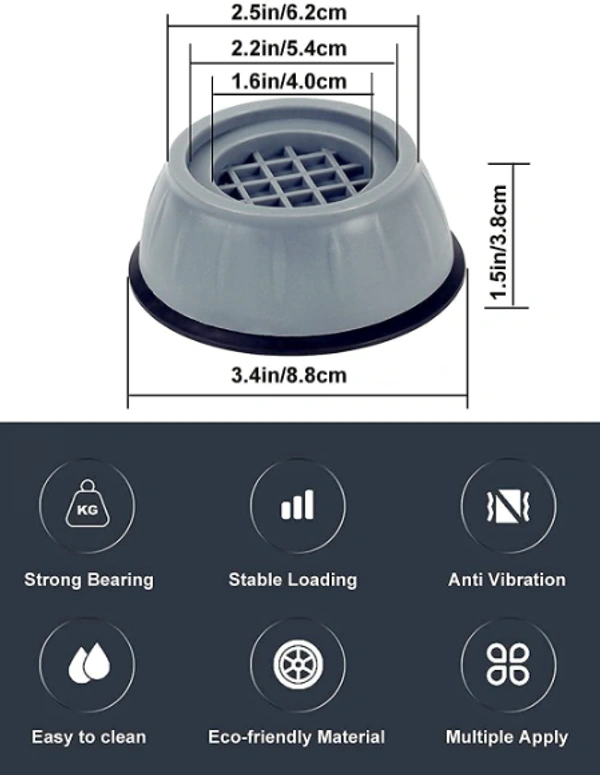 Anti Vibration Pads for Washing Machine and Dryer - Universal Size - 8.8 cm x 3.8 cm, Multi Color