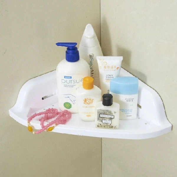 Bathroom Corner Storage Rack Organizer Shower Wall Shelf - Cream, ABS plastic