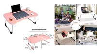 Portable Ergonomic Foldable Laptop Table with Cup Holder - L = 60 cm x W = 40 cm x H = 27 cm Approx.