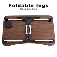 Portable Ergonomic Foldable Laptop Table with Cup Holder - L = 60 cm x W = 40 cm x H = 27 cm Approx.