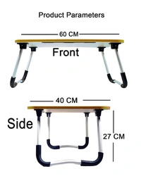 Portable Ergonomic Foldable Laptop Table with Cup Holder - L = 60 cm x W = 40 cm x H = 27 cm Approx.