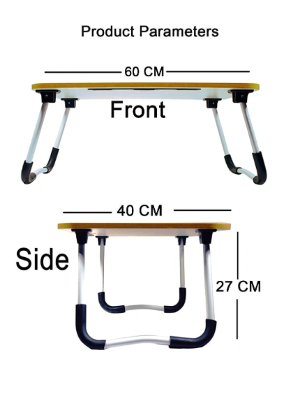 Portable Ergonomic Foldable Laptop Table with Cup Holder - L = 60 cm x W = 40 cm x H = 27 cm Approx.
