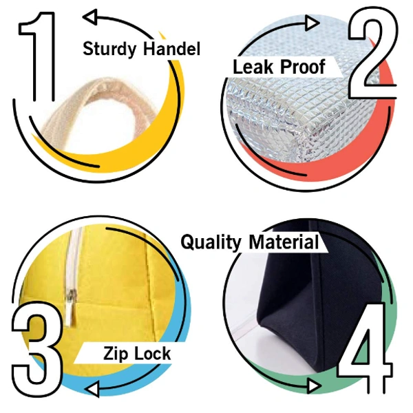 Cloth Tin Foil Reusable Insulated Thermal Cooler Lunch Bag - Multi Color, Fabric