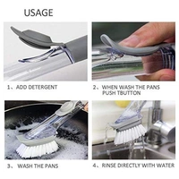 Automatic Kitchen Cleaning Brush with Refill Liquid Soap Dispenser - L = 7 x W = 5 x H = 3, White, Plastic