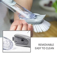Automatic Kitchen Cleaning Brush with Refill Liquid Soap Dispenser - L = 7 x W = 5 x H = 3, White, Plastic