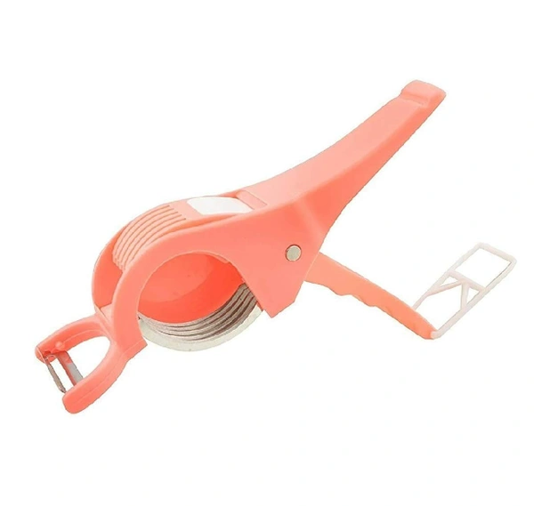 Vegetable Cutter Slicer Chopper Extra Sharp Stainless Steel 2 in 1 - L = 22 x W = 7 x H= 7 Centimeters, Multi Colour, Stainless Steel, Plastic