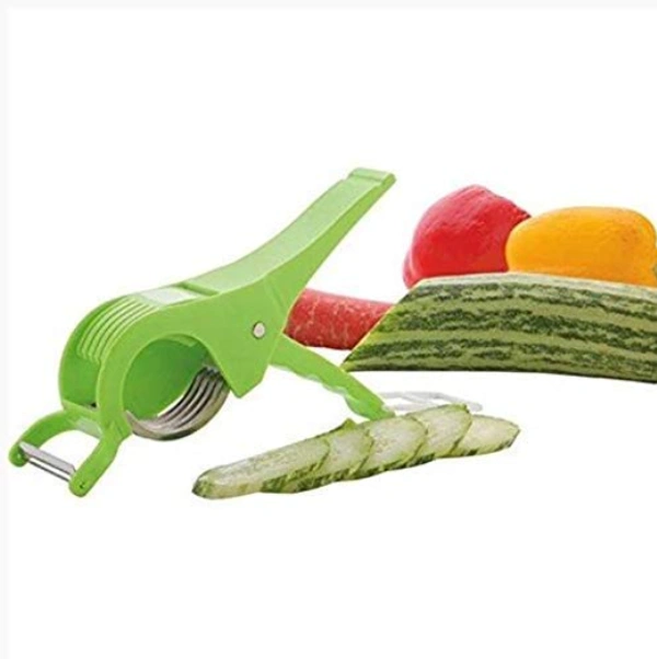 Vegetable Cutter Slicer Chopper Extra Sharp Stainless Steel 2 in 1 - L = 22 x W = 7 x H= 7 Centimeters, Multi Colour, Stainless Steel, Plastic