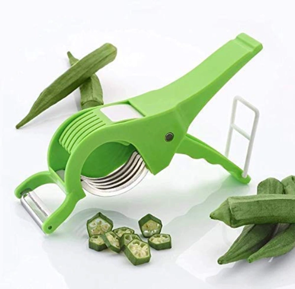 Vegetable Cutter Slicer Chopper Extra Sharp Stainless Steel 2 in 1 - L = 22 x W = 7 x H= 7 Centimeters, Multi Colour, Stainless Steel, Plastic