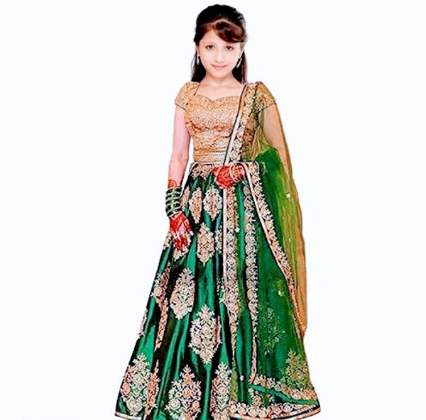 Stylolook Girls Lehanga Cholli Ethnic Wear Embroidered Lehanga Cholli With Dupatta Set  - MULTICOLOUR, 8 To15 years