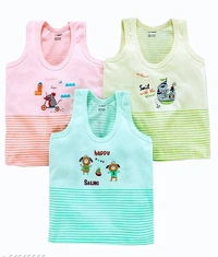 Stylolook Combo Of Girls And Boys Cotton Printed Vests - Multicolour, 3 month to 8 years