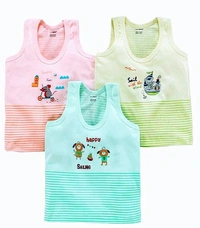 Stylolook Combo Of Girls And Boys Cotton Printed Vests - Multicolour, 3 month to 8 years
