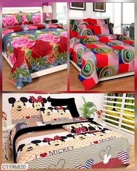 Charmlook Combo Of 3 Bedsheets Polycotton - Multicolour, standered