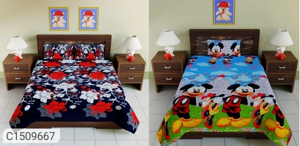Charmlook Combo Of 2 Single Bedsheets With Pillow Covers - Multicolour, king-size