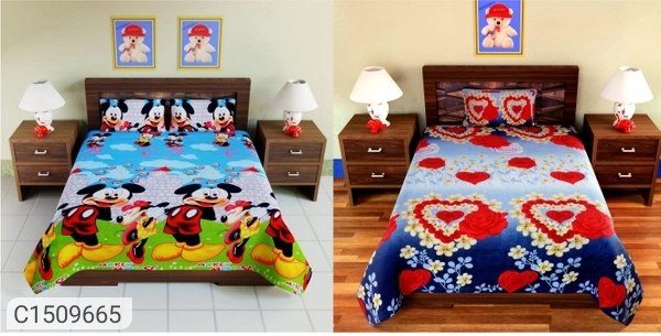Charmlook Combo Of 2 Single Bedsheets With Pillow Covers - Multicolour, king-size