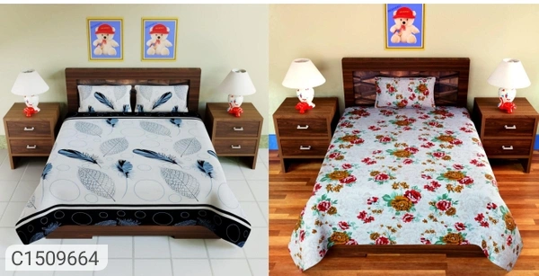 Charmlook Combo Of 2 Single Bedsheets With Pillow Covers - Multicolour, king-size