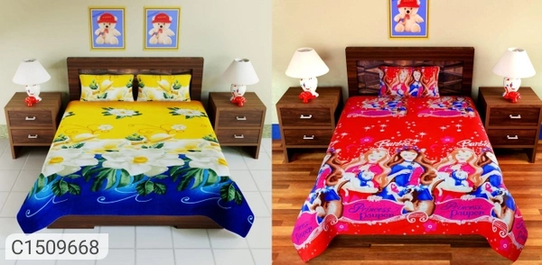 Charmlook Combo Of 2 Single Bedsheets With Pillow Covers - Multicolour, king-size