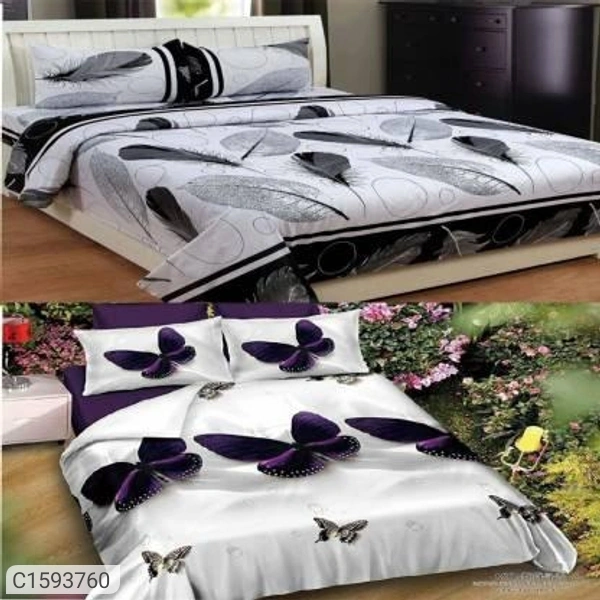 Charmlook Combo Of 2 Single Bedsheets Polycotton - Multicolour, standerd