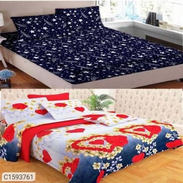 Charmlook Combo Of 2 Single Bedsheets Polycotton - Multicolour, standerd