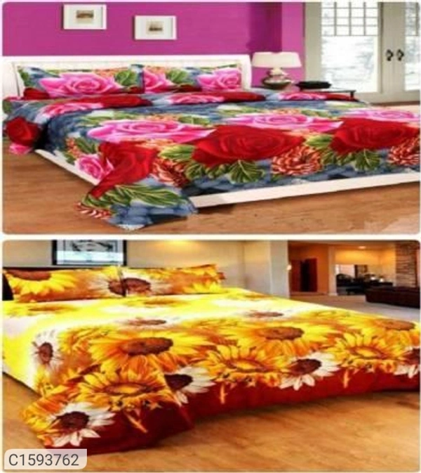 Charmlook Combo Of 2 Single Bedsheets Polycotton - Multicolour, standerd