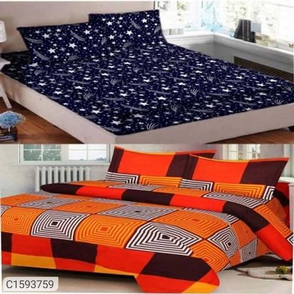 Charmlook Combo Of 2 Single Bedsheets Polycotton - Multicolour, standerd