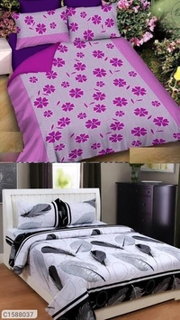 Stylolook Combo Of 2 Double Bedsheets Polycotton - Multicolour, king-size