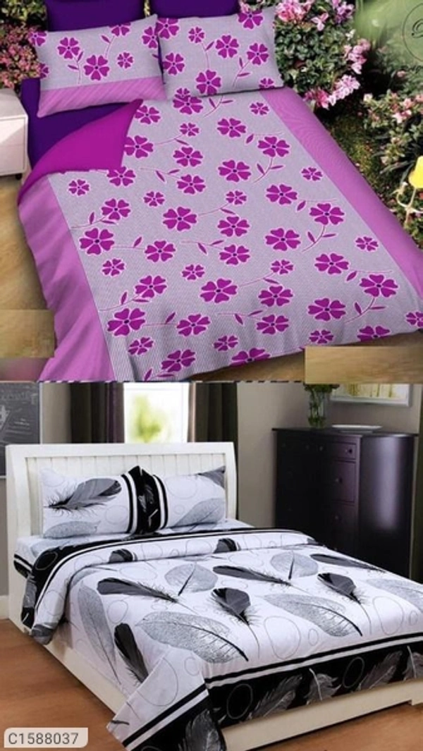 Stylolook Combo Of 2 Double Bedsheets Polycotton - Multicolour, king-size