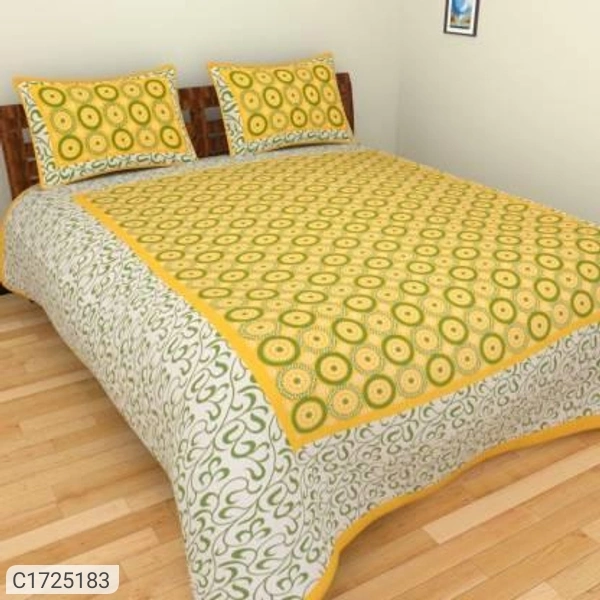 Stylolook *Catalog Name:* Comfort Cotton Printed Double Bedsheets Vol-1*Details:*Package Contains: It has 1 Piece of Kaam Goli Printed Double Bedsheets With 2 Pillow CoversFabric: CottonProduct Size : Bedsheet(L X W In Inch): 90 X 100, Pillow Cover (L X W In Inch): 17 X 27Work: PrintedThread Count: 254Product Weight: 800Package Dimension (L X B X H in cm): 26 x 23 X 8Designs(डिज़ाइन): 3💥 *F - Multicoloured, Standered
