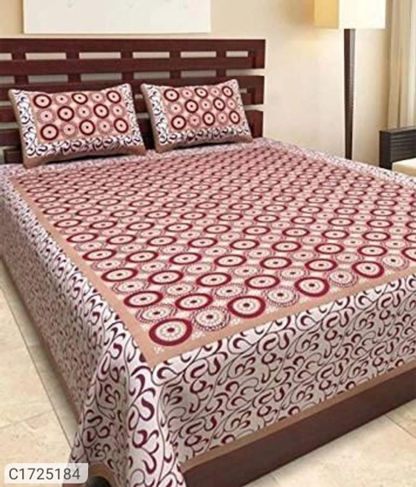 Stylolook *Catalog Name:* Comfort Cotton Printed Double Bedsheets Vol-1*Details:*Package Contains: It has 1 Piece of Kaam Goli Printed Double Bedsheets With 2 Pillow CoversFabric: CottonProduct Size : Bedsheet(L X W In Inch): 90 X 100, Pillow Cover (L X W In Inch): 17 X 27Work: PrintedThread Count: 254Product Weight: 800Package Dimension (L X B X H in cm): 26 x 23 X 8Designs(डिज़ाइन): 3💥 *F - Multicoloured, Standered