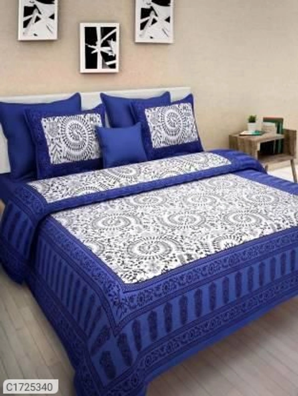 Stylolook *Catalog Name:* Comfort Cotton Printed Double Bedsheets Vol-5*Details:*Package Contains: It has 1 Piece of Kaam Aadimanav Printed Double Bedsheets With 2 Pillow CoversFabric: CottonProduct Size : Bedsheet(L X W In Inch): 90 X 100, Pillow Cover (L X W In Inch): 17 X 27Work: PrintedThread Count: 254Product Weight: 800Package Dimension (L X B X H in cm): 26 x 23 X 8Designs(डिज़ाइन): 5 - Multicolour, standered