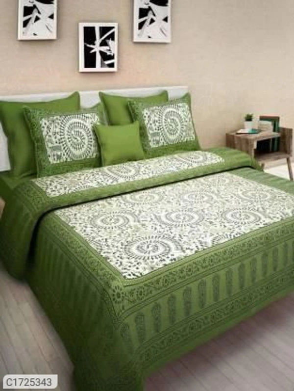 Stylolook *Catalog Name:* Comfort Cotton Printed Double Bedsheets Vol-5*Details:*Package Contains: It has 1 Piece of Kaam Aadimanav Printed Double Bedsheets With 2 Pillow CoversFabric: CottonProduct Size : Bedsheet(L X W In Inch): 90 X 100, Pillow Cover (L X W In Inch): 17 X 27Work: PrintedThread Count: 254Product Weight: 800Package Dimension (L X B X H in cm): 26 x 23 X 8Designs(डिज़ाइन): 5 - Multicolour, standered