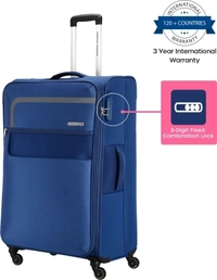 Stylolook America Tourist Ganeva Spinner 79 Cm Blue Expandable Check In Luggage 31 Inch - Navy Blue, Big