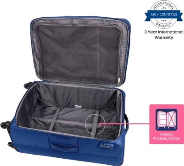 Stylolook America Tourist Ganeva Spinner 79 Cm Blue Expandable Check In Luggage 31 Inch - Navy Blue, Big