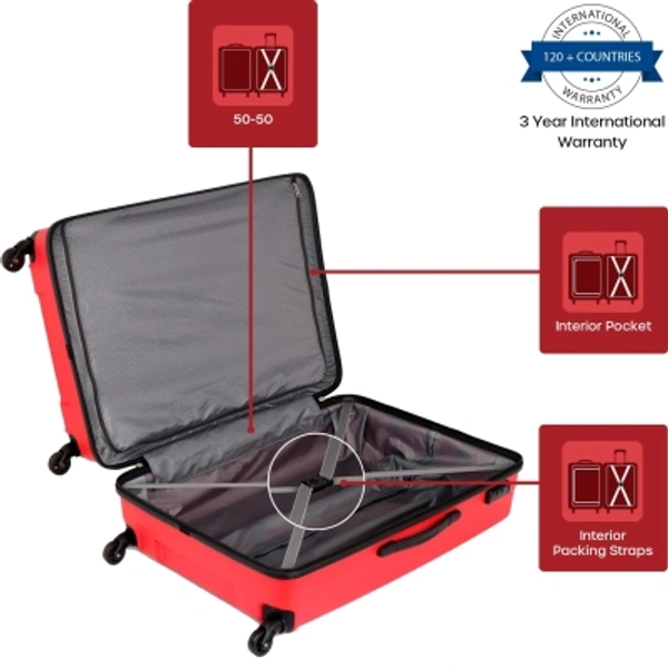 Stylolook Trolley Luggage Check In Luggage 27 Inch - Red, large