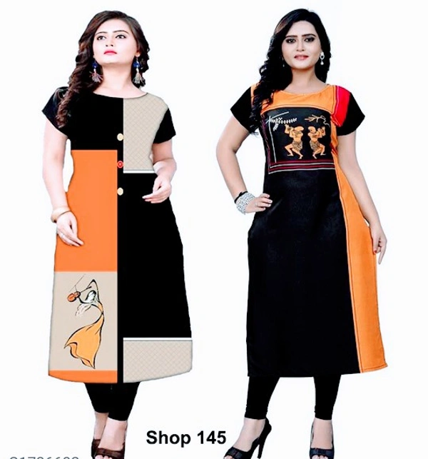 Stylolook Digital Printed American Crepe Kurtys Combo Of 2 - Multicolour, All