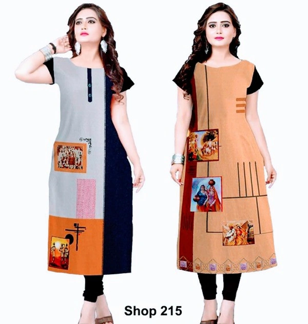 Stylolook Digital Printed American Crepe Kurtys Combo Of 2 - Multicolour, All